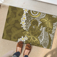 Gold Polynesian Tribal Frangipani Tropical Vibe Rubber Doormat LT14 - Polynesian Pride
