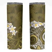Gold Polynesian Tribal Frangipani Tropical Vibe Skinny Tumbler