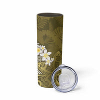 Gold Polynesian Tribal Frangipani Tropical Vibe Skinny Tumbler