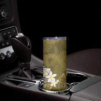 Gold Polynesian Tribal Frangipani Tropical Vibe Skinny Tumbler