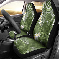 Green Polynesian Tribal Frangipani Tropical Vibe Car Seat Cover