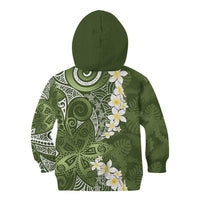 Green Polynesian Tribal Frangipani Tropical Vibe Kid Hoodie