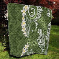 Green Polynesian Tribal Frangipani Tropical Vibe Quilt LT14 - Polynesian Pride