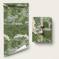 Green Polynesian Tribal Frangipani Tropical Vibe Wrapping Paper - Polynesian Pride
