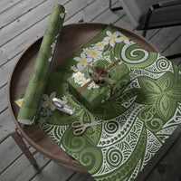 Green Polynesian Tribal Frangipani Tropical Vibe Wrapping Paper - Polynesian Pride