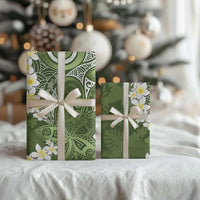 Green Polynesian Tribal Frangipani Tropical Vibe Wrapping Paper - Polynesian Pride