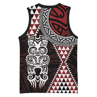 Red Aotearoa Niho Taniwha Basketball Jersey Maori Mythology Tooth - Taniko Motifs LT14 - Polynesian Pride