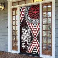 Red Aotearoa Niho Taniwha Door Cover Maori Mythology Tooth - Taniko Motifs - Polynesian Pride