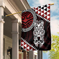 Red Aotearoa Niho Taniwha Garden Flag Maori Mythology Tooth - Taniko Motifs