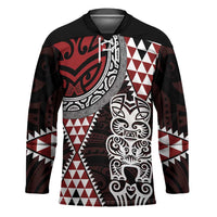 Red Aotearoa Niho Taniwha Hockey Jersey Maori Mythology Tooth - Taniko Motifs LT14 Unisex Red - Polynesian Pride