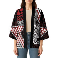 Red Aotearoa Niho Taniwha Kimono Maori Mythology Tooth - Taniko Motifs - Polynesian Pride