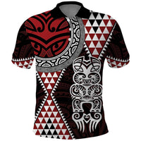 Red Aotearoa Niho Taniwha Polo Shirt Maori Mythology Tooth - Taniko Motifs