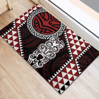 Red Aotearoa Niho Taniwha Rubber Doormat Maori Mythology Tooth - Taniko Motifs LT14 - Polynesian Pride