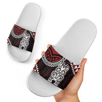 Red Aotearoa Niho Taniwha Slide Sandals Maori Mythology Tooth - Taniko Motifs - Polynesian Pride