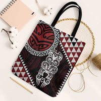 Red Aotearoa Niho Taniwha Tote Bag Maori Mythology Tooth - Taniko Motifs - Polynesian Pride