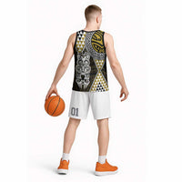 Yellow Aotearoa Niho Taniwha Basketball Jersey Maori Mythology Tooth - Taniko Motifs LT14 - Polynesian Pride