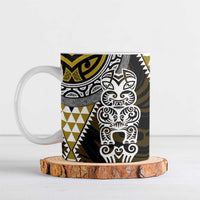 Yellow Aotearoa Niho Taniwha Ceramic Mug Maori Mythology Tooth - Taniko Motifs - Polynesian Pride