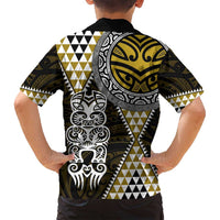 Yellow Aotearoa Niho Taniwha Family Matching Summer Maxi Dress and Hawaiian Shirt Maori Mythology Tooth - Taniko Motifs