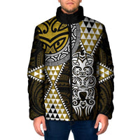 Yellow Aotearoa Niho Taniwha Padded Jacket Maori Mythology Tooth - Taniko Motifs LT14 Men Yellow - Polynesian Pride