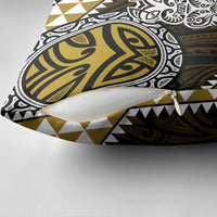 Yellow Aotearoa Niho Taniwha Pillow Cover Maori Mythology Tooth - Taniko Motifs - Polynesian Pride