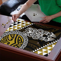 Yellow Aotearoa Niho Taniwha Puzzle Maori Mythology Tooth - Taniko Motifs LT14 - Polynesian Pride