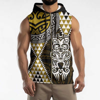 Yellow Aotearoa Niho Taniwha Sleeveless Zip Hoodie Maori Mythology Tooth - Taniko Motifs - Polynesian Pride