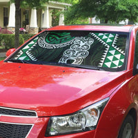 Green Aotearoa Niho Taniwha Auto Sun Shade Maori Mythology Tooth - Taniko Motifs - Polynesian Pride