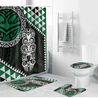 Green Aotearoa Niho Taniwha Bathroom Set Maori Mythology Tooth - Taniko Motifs - Polynesian Pride