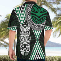 Green Aotearoa Niho Taniwha Hawaiian Shirt Maori Mythology Tooth - Taniko Motifs