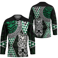 Green Aotearoa Niho Taniwha Hockey Jersey Maori Mythology Tooth - Taniko Motifs - Polynesian Pride