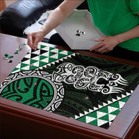Green Aotearoa Niho Taniwha Puzzle Maori Mythology Tooth - Taniko Motifs LT14 - Polynesian Pride