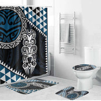 Blue Aotearoa Niho Taniwha Bathroom Set Maori Mythology Tooth - Taniko Motifs - Polynesian Pride
