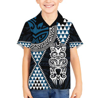 Blue Aotearoa Niho Taniwha Hawaiian Shirt Maori Mythology Tooth - Taniko Motifs