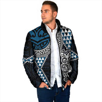 Blue Aotearoa Niho Taniwha Padded Jacket Maori Mythology Tooth - Taniko Motifs LT14 - Polynesian Pride