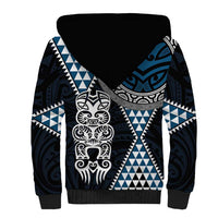 Blue Aotearoa Niho Taniwha Sherpa Hoodie Maori Mythology Tooth - Taniko Motifs LT14 - Polynesian Pride