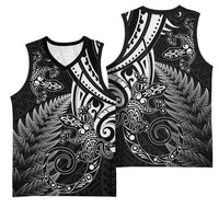New Zealand Lizard Basketball Jersey Silver Fern Aotearoa Maori - Polynesian Pride