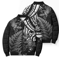 New Zealand Lizard Bomber Puffer Jacket Silver Fern Aotearoa Maori - Polynesian Pride