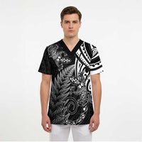 New Zealand Lizard Scrub Top Silver Fern Aotearoa Maori - Polynesian Pride