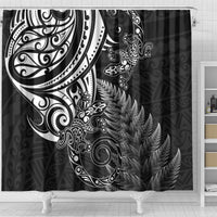 New Zealand Lizard Shower Curtain Silver Fern Aotearoa Maori