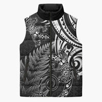 New Zealand Lizard Sleeveless Puffer Jacket Silver Fern Aotearoa Maori - Polynesian Pride