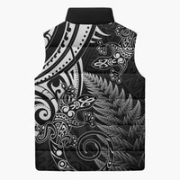 New Zealand Lizard Sleeveless Puffer Jacket Silver Fern Aotearoa Maori - Polynesian Pride