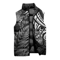 New Zealand Lizard Sleeveless Puffer Jacket Silver Fern Aotearoa Maori - Polynesian Pride