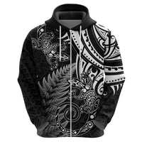 New Zealand Lizard Zip Hoodie Silver Fern Aotearoa Maori LT14 - Polynesian Pride