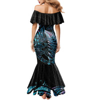 New Zealand Lizard Mermaid Dress Silver Fern Aotearoa Maori With Paua Shell LT14 - Polynesian Pride