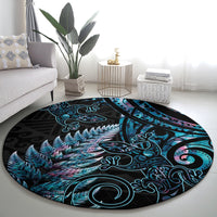 New Zealand Lizard Round Carpet Silver Fern Aotearoa Maori With Paua Shell