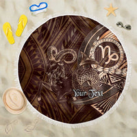 Personalised Polynesia Zodiac Capricorn Beach Blanket Galaxy Polynesian Pattern Chest Tattoo Style