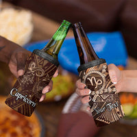 Personalised Polynesia Zodiac Capricorn 4 in 1 Can Cooler Tumbler Galaxy Polynesian Pattern Chest Tattoo Style