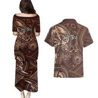 Personalised Polynesia Zodiac Capricorn Couples Matching Puletasi and Hawaiian Shirt Galaxy Polynesian Pattern Chest Tattoo Style LT14 - Polynesian Pride