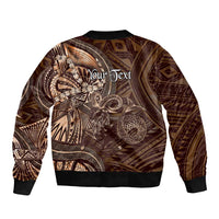 Personalised Polynesia Zodiac Capricorn Sleeve Zip Bomber Jacket Galaxy Polynesian Pattern Chest Tattoo Style LT14 - Polynesian Pride