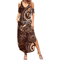 Personalised Polynesia Zodiac Capricorn Summer Maxi Dress Galaxy Polynesian Pattern Chest Tattoo Style